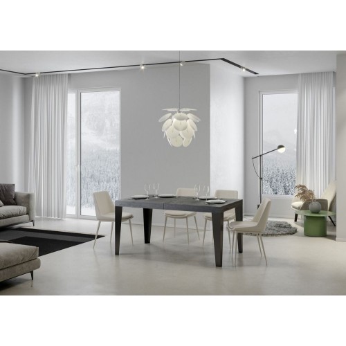 Itamoby Tavolo allungabile Flame in nobilitato e talaio in ferro antracite da 180(284)x90 cm