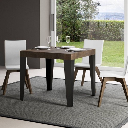 Itamoby Tavolo allungabile Flame in nobilitato e talaio in ferro antracite da 90(246)x90 cm