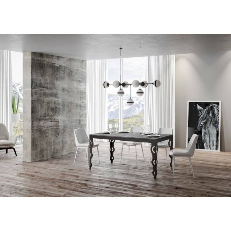  Itamoby Table extensible Karamay Evolution en mélamine et structure en fer anthracite 120 (224) x90 cm