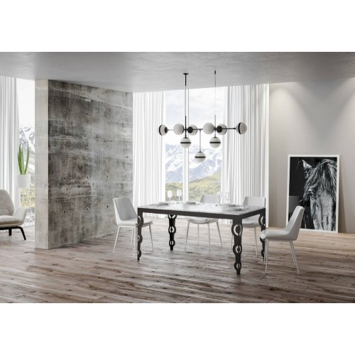 Itamoby Extendable table Karamay Evolution in melamine and anthracite iron frame 160 (264) x90 cm