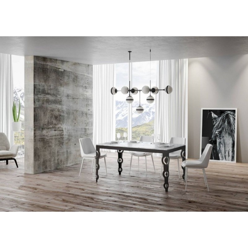 Itamoby Extendable table Karamay Evolution in melamine and anthracite iron frame 180 (440) x90 cm