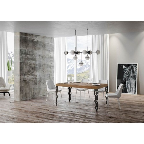 Itamoby Table extensible Karamay en mélaminé et structure en fer anthracite 160 (264) x90 cm