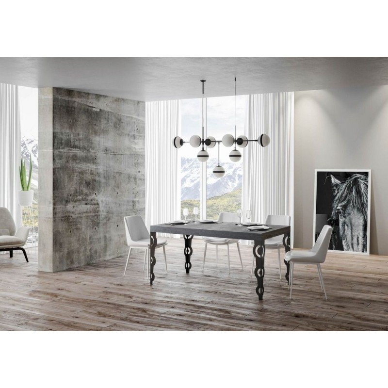  Itamoby Table extensible Karamay en mélamine et structure en fer anthracite 160 (420) x90 cm