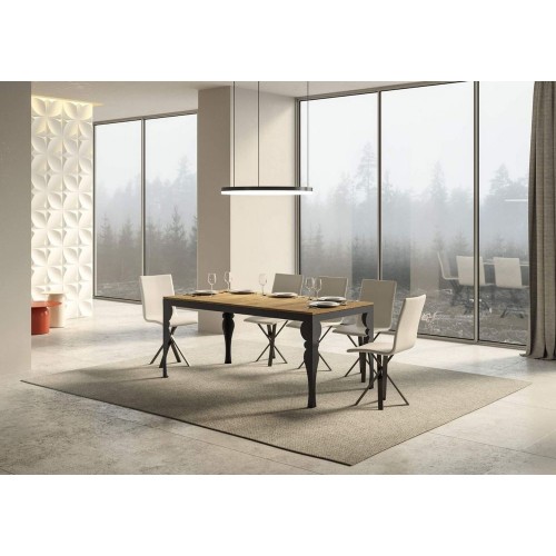 Itamoby Table extensible Paxon Evolution en mélaminé et structure en fer anthracite 160 (264) x90 cm