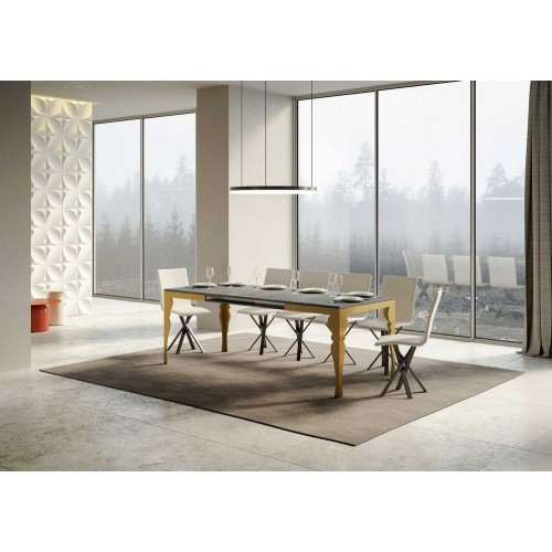 Itamoby Extendable table Paxon Gold Evolution in melamine and gold iron frame 160 (420) x90 cm