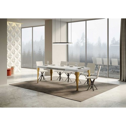 Itamoby Extendable table Paxon Gold in melamine and gold iron frame 160 (420) x90 cm