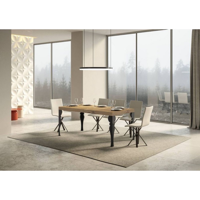  Itamoby Mesa extensible Paxon en melamina y estructura de hierro antracita 160 (264) x90 cm