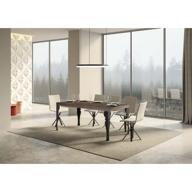  Itamoby Table extensible Paxon en mélaminé et structure en fer anthracite 180 (284) x90 cm