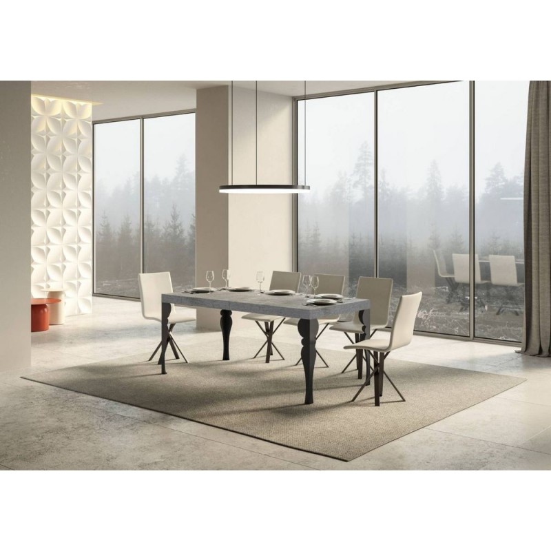  Itamoby Paxon extendable table in melamine and anthracite iron frame 180 (440) x90 cm
