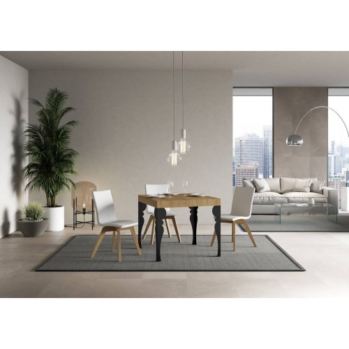 Itamoby Extendable table Paxon in melamine and anthracite iron frame 90 (246) x90 cm