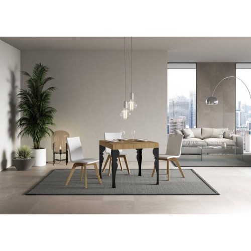Itamoby Mesa extensible Paxon en melamina y estructura de hierro antracita 90 (246) x90 cm