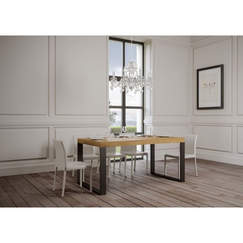 Itamoby Mesa extensible Tecno Premium en melamina y estructura de hierro 160 (264) x90 cm