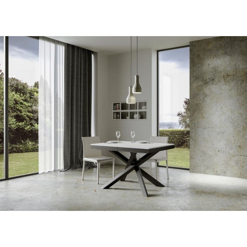  Itamoby Table extensible Volantis Evolution en mélaminé et structure en fer anthracite 120 (224) x90 cm