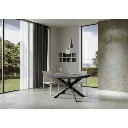 Itamoby Extendable table Volantis Evolution in melamine and anthracite iron frame 120 (380) x90 cm