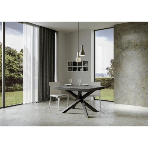 Itamoby Mesa extensible Volantis Evolution en melamina y estructura de hierro antracita 120 (380) x90 cm