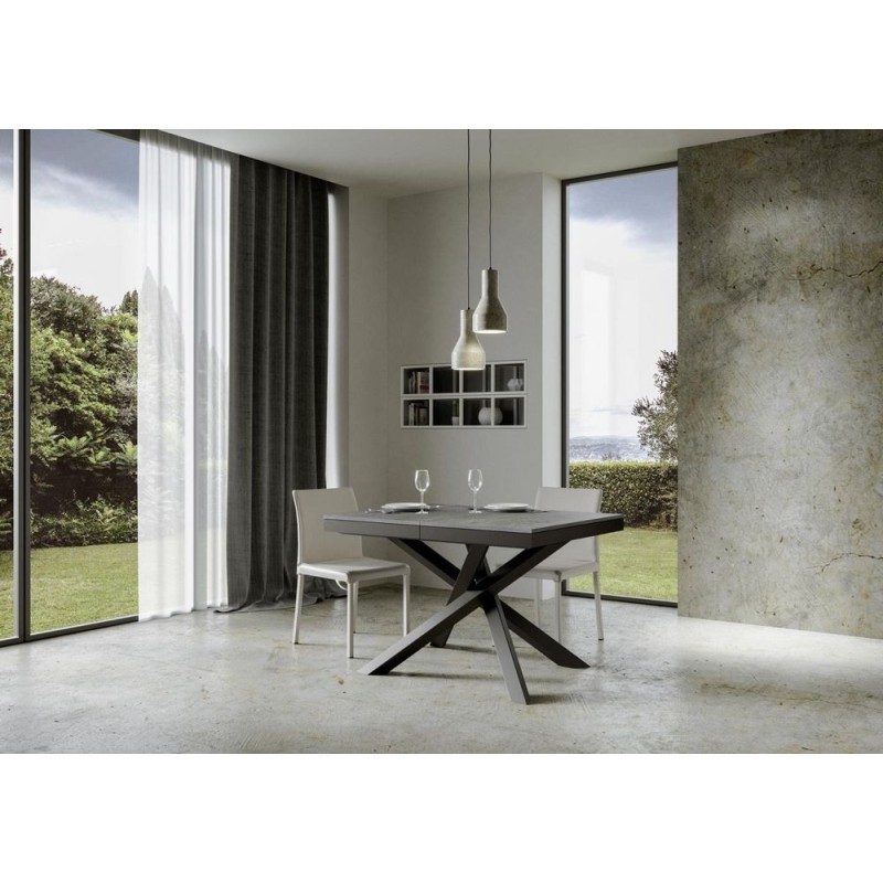  Itamoby Mesa extensible Volantis Evolution en melamina y estructura de hierro antracita 120 (380) x90 cm