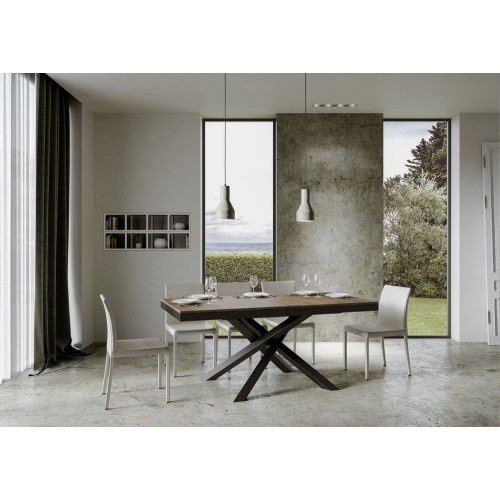 Itamoby Table extensible Volantis Evolution en mélamine et structure en fer anthracite 160 (264) x90 cm