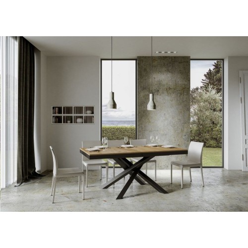 Itamoby Table extensible Volantis Evolution en mélamine et structure en fer anthracite 180 (284) x90 cm