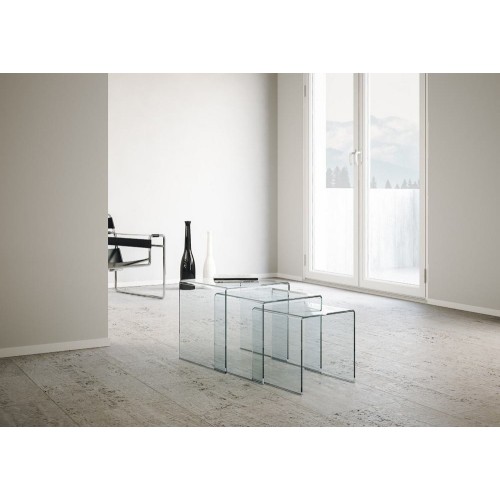 PROMO - Tables gigognes Itamoby Three en verre transparent