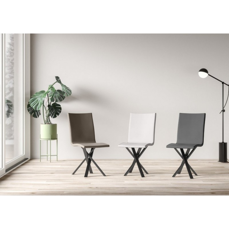  PROMO - Chaise Itamoby Aury Soft en simili cuir et structure en fer anthracite h. 88 cm