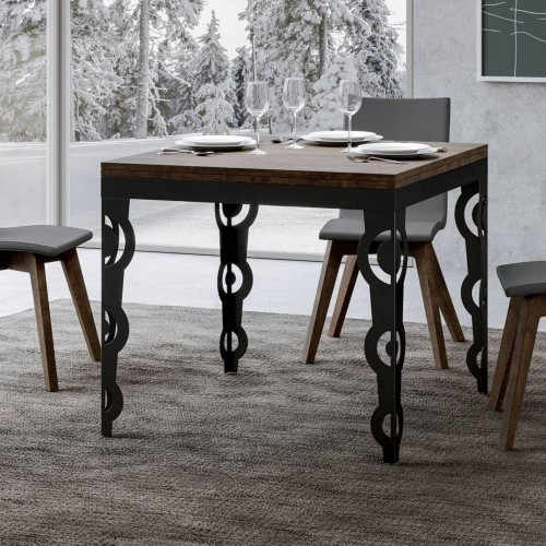 Itamoby Extendable table Karamay Libra in melamine and anthracite iron frame 90 (180) x90 cm