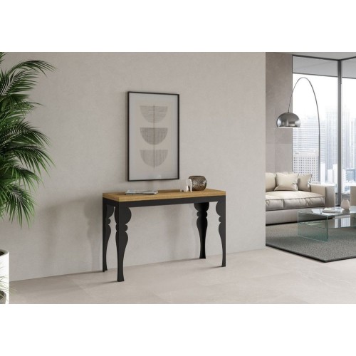 Itamoby Extendable table Paxon Double in melamine and anthracite iron frame 120x45 (120x90 / 200x90) cm