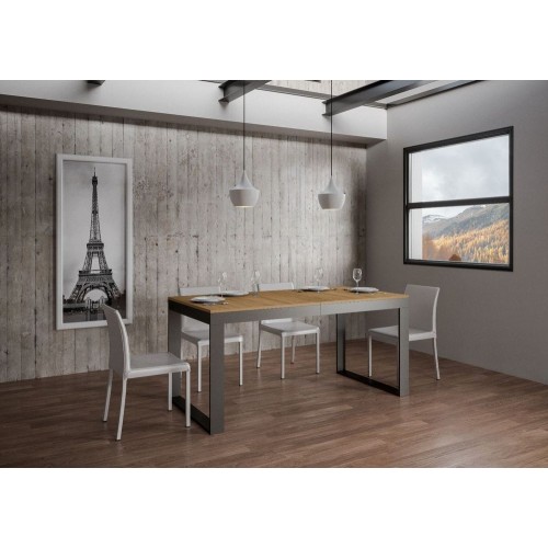 Itamoby Table extensible Tecno Evolution en mélamine et structure en fer 180 (284) x90 cm