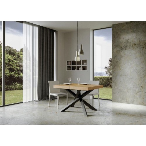 Itamoby Extendable table Volantis in melamine and anthracite iron frame 130 (390) x90 cm