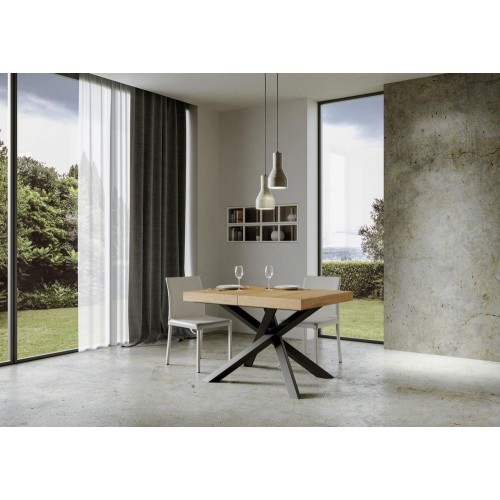 PROMO - Table extensible Itamoby Volantis en mélamine et structure en fer anthracite 130(390)x90 cm