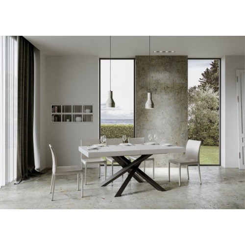 PROMO - Table extensible Itamoby Volantis en mélamine et structure en fer anthracite 160(420)x90 cm