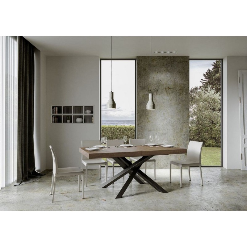  PROMO - Mesa extensible Itamoby Volantis en melamina y estructura de hierro antracita 180(284)x90 cm