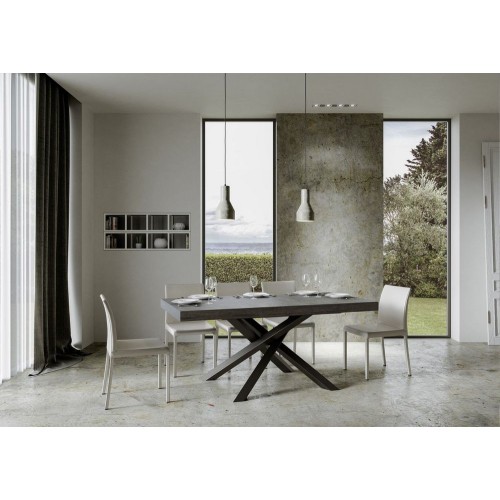 PROMO - Mesa extensible Itamoby Volantis en melamina y estructura de hierro antracita 180(440)x90 cm