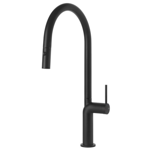 Gessi Single lever mixer with pull out shower Stelo Collection 60303 299 Matte Black finish