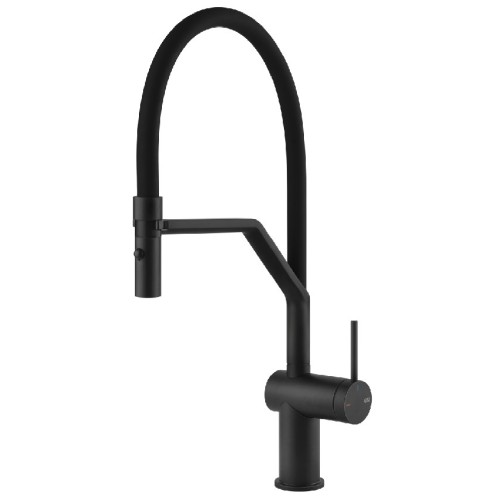 Gessi Semi pro single lever mixer with pull-out spray Inedito Collection 60429 299 Matte Black finish