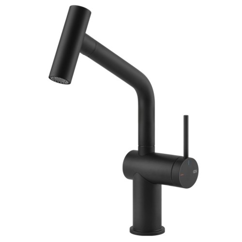 Gessi Single-lever mixer with pull-out spray Inedito Collection 60425 299 Matte Black finish