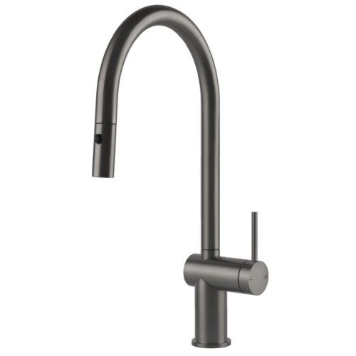 Gessi Single lever mixer with pull-out shower Inedito Collection 60413 126 Black Metal Brushed finish GHRC