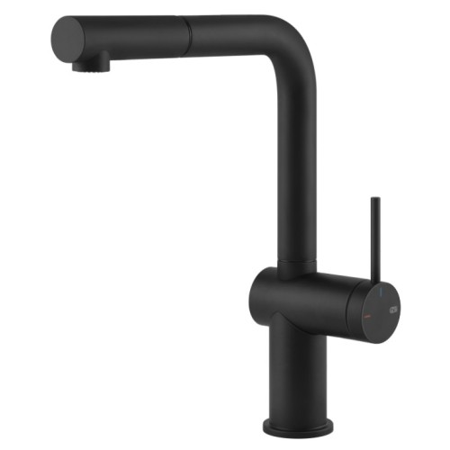 Gessi Single-lever mixer with pull-out spray Inedito Collection 60433 299 Matte Black finish