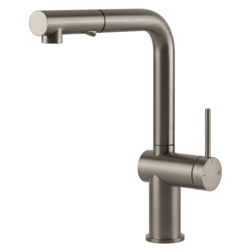 Gessi Single lever mixer with pull-out spray Inedito Collection 60435 149 Finox finish