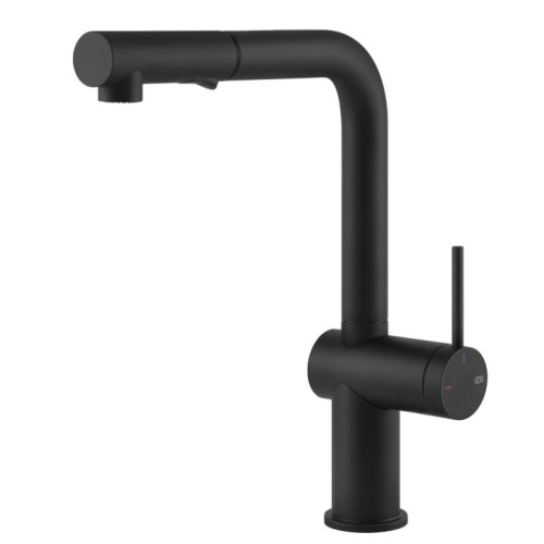 Gessi Single lever mixer with pull-out spray Inedito Collection 60435 299 Matte Black finish