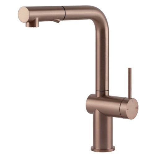 Gessi Single lever mixer with pull-out shower Inedito Collection 60435 125 Copper Brushed finish GHRC
