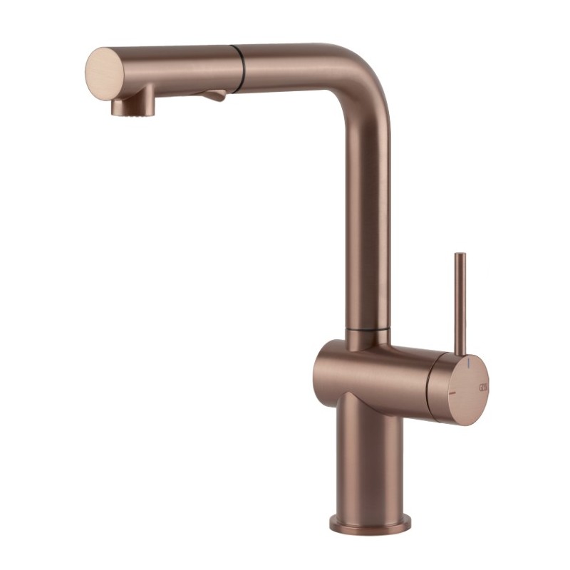  Gessi Single lever mixer with pull-out shower Inedito Collection 60435 125 Copper Brushed finish GHRC