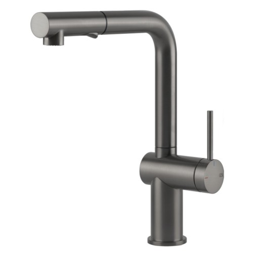 Gessi Single lever mixer with pull-out shower Inedito Collection 60435 126 Black Metal Brushed finish GHRC