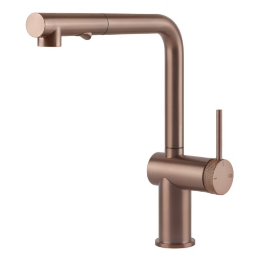 Gessi Single lever mixer with pull-out shower Inedito Collection 60477 125 Copper Brushed finish GHRC