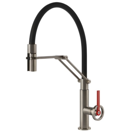 Gessi Semi pro single lever mixer with pull-out spray Officine Gessi-V 60205 149 Finox finish