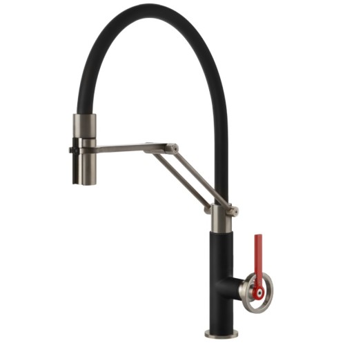Gessi Semi pro single lever mixer with pull-out spray Officine Gessi-V 60205 599 Finox / Matte Black finish
