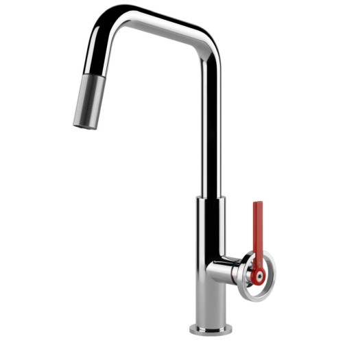 Gessi Single lever mixer tap with pull-out spray Officine Gessi-V 60203 031 chrome finish