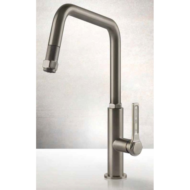  Gessi Single lever mixer tap with pull-out spray Officine - Gessi 60053 149 Finox finish