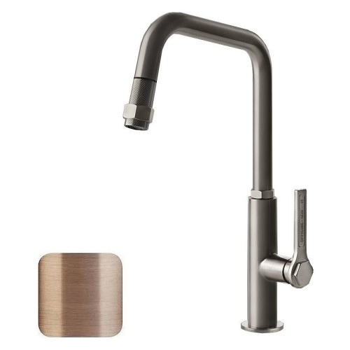 Gessi Single lever mixer with pull-out shower Officine - Gessi 60053 708 Copper Brushed finish