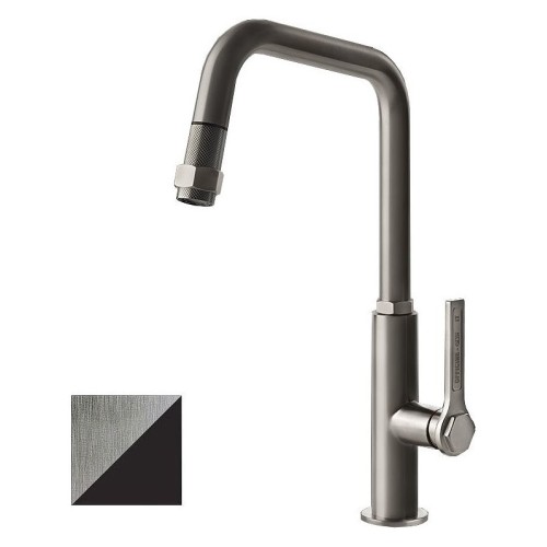 Gessi Single lever mixer with pull-out spray Officine - Gessi 60053 599 Finox / Matte Black finish