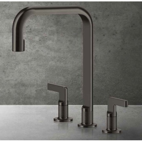 Gessi 3-hole mixer Inciso Collection 58701 707 Black Metal Brushed finish